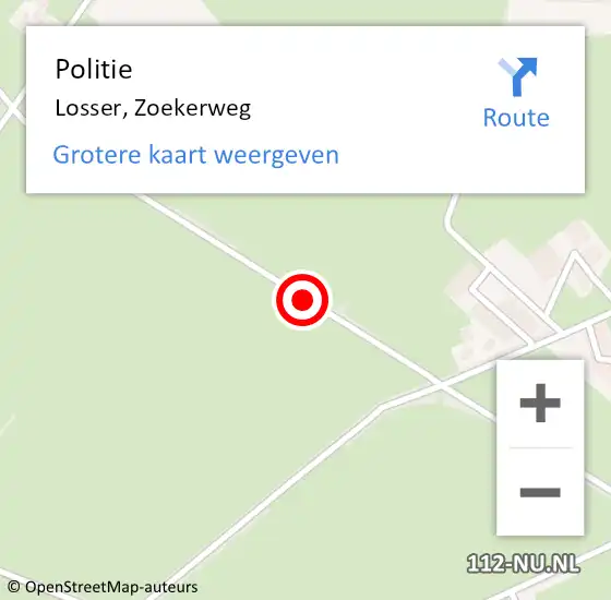 Locatie op kaart van de 112 melding: Politie Losser, Zoekerweg op 4 april 2020 14:27