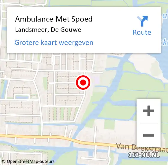 Locatie op kaart van de 112 melding: Ambulance Met Spoed Naar Landsmeer, De Gouwe op 4 april 2020 15:06