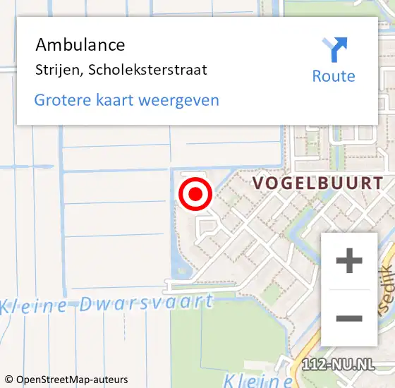 Locatie op kaart van de 112 melding: Ambulance Strijen, Scholeksterstraat op 4 april 2020 15:29