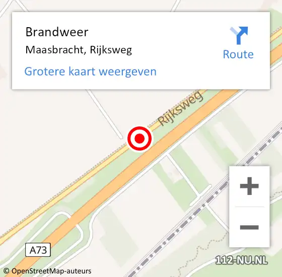 Locatie op kaart van de 112 melding: Brandweer Maasbracht, Rijksweg op 4 april 2020 15:44