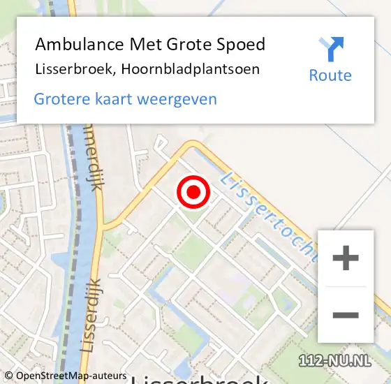 Locatie op kaart van de 112 melding: Ambulance Met Grote Spoed Naar Lisserbroek, Hoornbladplantsoen op 4 april 2020 16:01