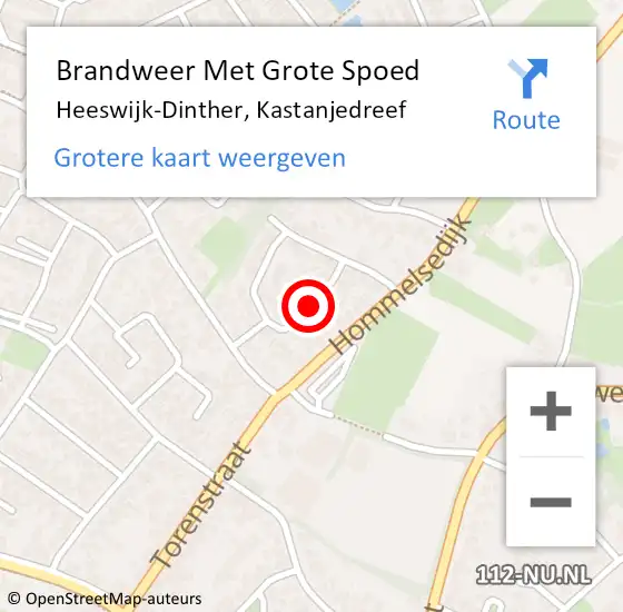 Locatie op kaart van de 112 melding: Brandweer Met Grote Spoed Naar Heeswijk-Dinther, Kastanjedreef op 4 april 2020 16:10