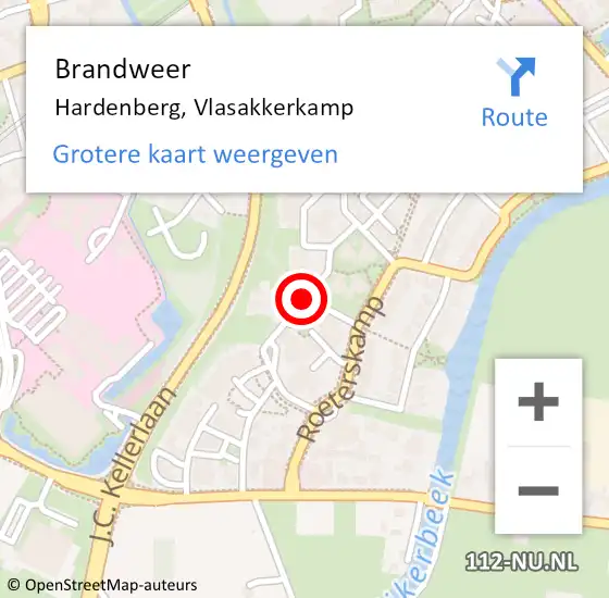 Locatie op kaart van de 112 melding: Brandweer Hardenberg, Vlasakkerkamp op 4 april 2020 16:25