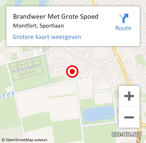 Locatie op kaart van de 112 melding: Brandweer Met Grote Spoed Naar Montfort, Sportlaan op 4 april 2020 16:32