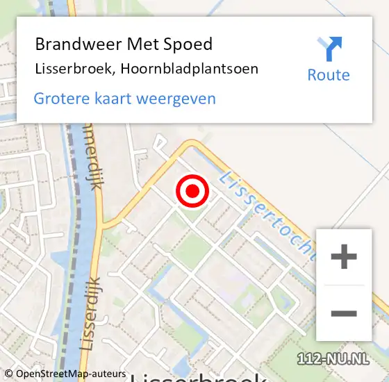 Locatie op kaart van de 112 melding: Brandweer Met Spoed Naar Lisserbroek, Hoornbladplantsoen op 4 april 2020 16:47