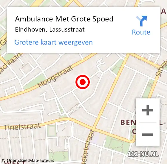 Locatie op kaart van de 112 melding: Ambulance Met Grote Spoed Naar Eindhoven, Lassusstraat op 4 april 2020 17:01