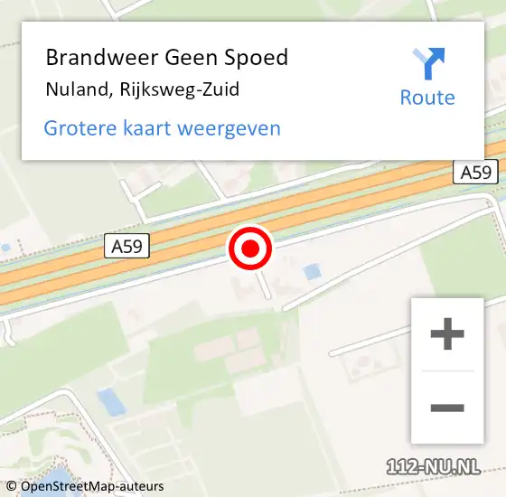 Locatie op kaart van de 112 melding: Brandweer Geen Spoed Naar Nuland, Rijksweg-Zuid op 4 april 2020 18:47