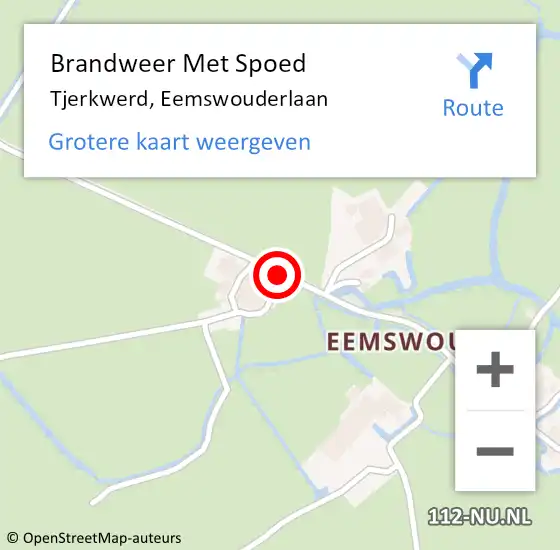 Locatie op kaart van de 112 melding: Brandweer Met Spoed Naar Tjerkwerd, Eemswouderlaan op 4 april 2020 19:16