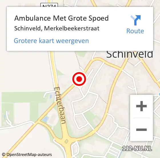 Locatie op kaart van de 112 melding: Ambulance Met Grote Spoed Naar Schinveld, Merkelbeekerstraat op 4 april 2020 19:34