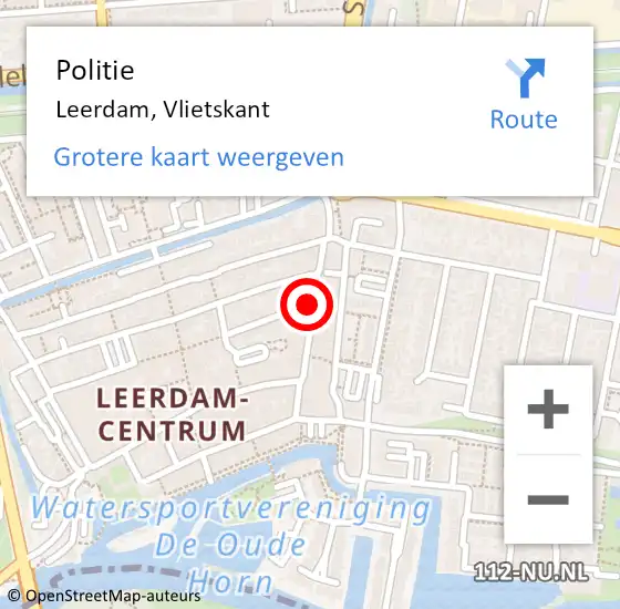 Locatie op kaart van de 112 melding: Politie Leerdam, Vlietskant op 4 april 2020 20:57