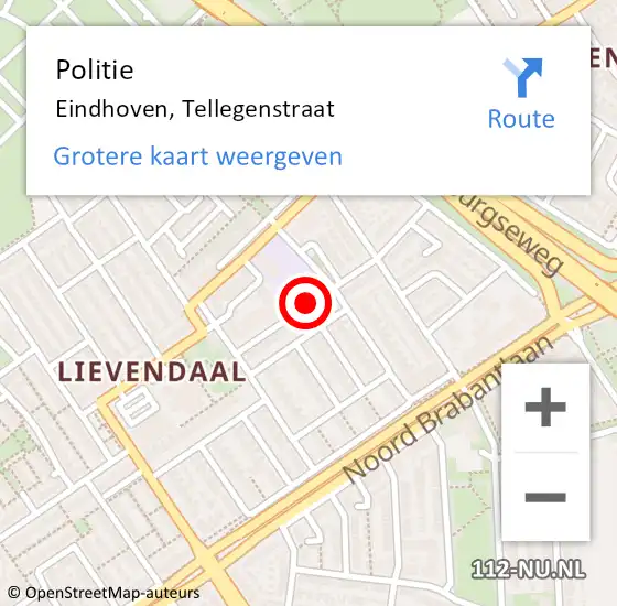 Locatie op kaart van de 112 melding: Politie Eindhoven, Tellegenstraat op 4 april 2020 21:30
