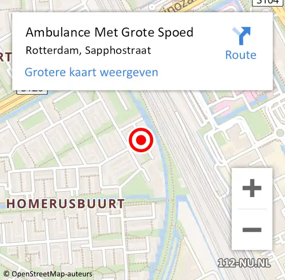 Locatie op kaart van de 112 melding: Ambulance Met Grote Spoed Naar Rotterdam, Sapphostraat op 4 april 2020 21:44