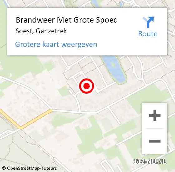 Locatie op kaart van de 112 melding: Brandweer Met Grote Spoed Naar Soest, Ganzetrek op 4 april 2020 22:43