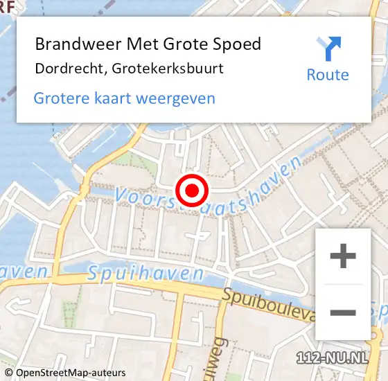 Locatie op kaart van de 112 melding: Brandweer Met Grote Spoed Naar Dordrecht, Grotekerksbuurt op 4 april 2020 22:55
