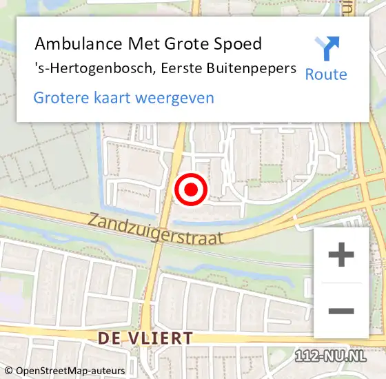 Locatie op kaart van de 112 melding: Ambulance Met Grote Spoed Naar 's-Hertogenbosch, Eerste Buitenpepers op 4 april 2020 23:50