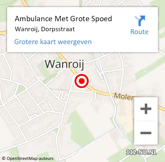 Locatie op kaart van de 112 melding: Ambulance Met Grote Spoed Naar Wanroij, Dorpsstraat op 5 april 2020 02:31