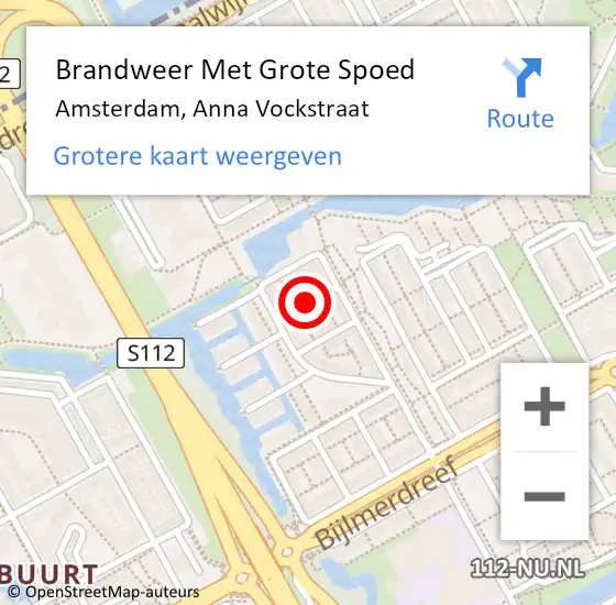 Locatie op kaart van de 112 melding: Brandweer Met Grote Spoed Naar Amsterdam, Anna Vockstraat op 5 april 2020 05:03
