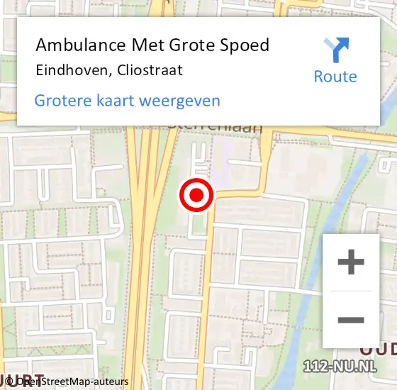 Locatie op kaart van de 112 melding: Ambulance Met Grote Spoed Naar Eindhoven, Cliostraat op 5 april 2020 07:57
