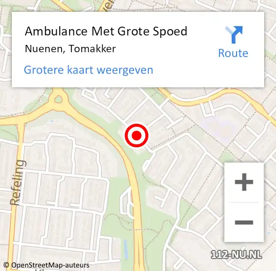 Locatie op kaart van de 112 melding: Ambulance Met Grote Spoed Naar Nuenen, Tomakker op 5 april 2020 08:13