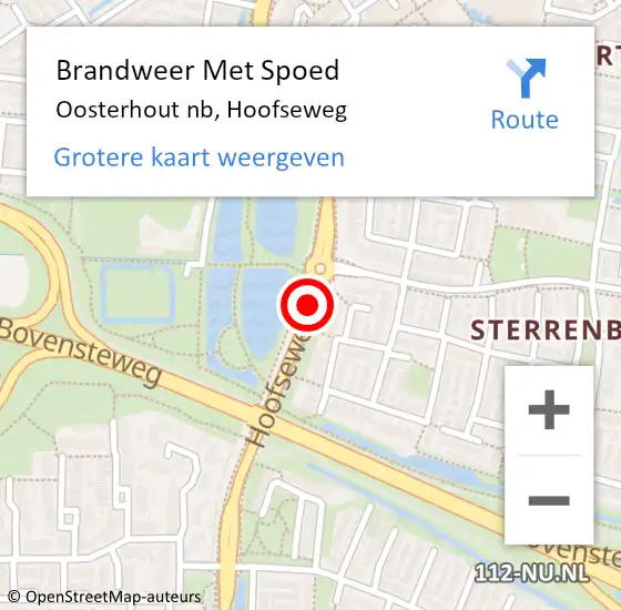 Locatie op kaart van de 112 melding: Brandweer Met Spoed Naar Oosterhout nb, Hoofseweg op 5 april 2020 08:30