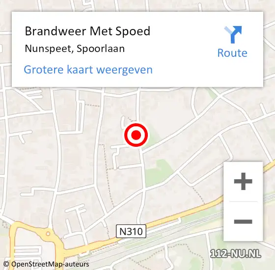 Locatie op kaart van de 112 melding: Brandweer Met Spoed Naar Nunspeet, Spoorlaan op 5 april 2020 10:08