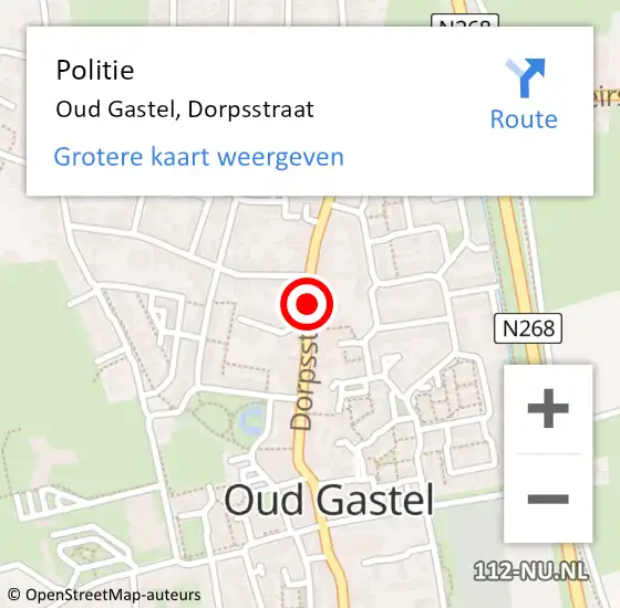 Locatie op kaart van de 112 melding: Politie Oud Gastel, Dorpsstraat op 5 april 2020 11:34