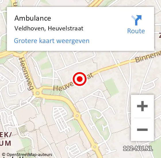 Locatie op kaart van de 112 melding: Ambulance Veldhoven, Heuvelstraat op 5 april 2020 12:49