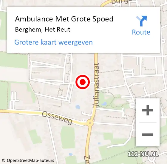 Locatie op kaart van de 112 melding: Ambulance Met Grote Spoed Naar Berghem, Het Reut op 5 april 2020 14:33