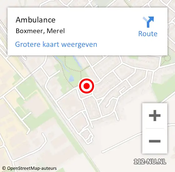 Locatie op kaart van de 112 melding: Ambulance Boxmeer, Merel op 5 april 2020 15:12