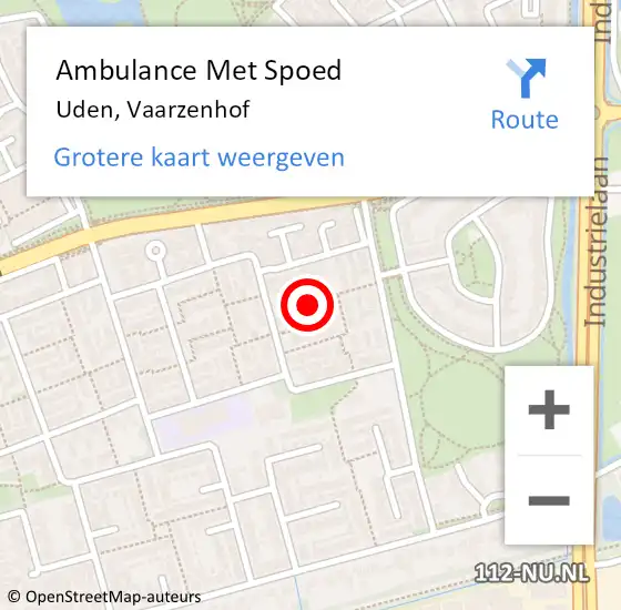 Locatie op kaart van de 112 melding: Ambulance Met Spoed Naar Uden, Vaarzenhof op 5 april 2020 15:16