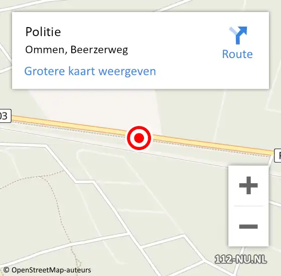 Locatie op kaart van de 112 melding: Politie Ommen, Beerzerweg op 5 april 2020 15:19