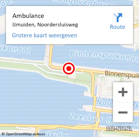 Locatie op kaart van de 112 melding: Ambulance IJmuiden, Noordersluisweg op 5 april 2020 15:48