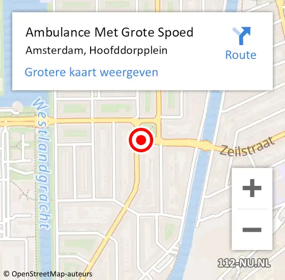 Locatie op kaart van de 112 melding: Ambulance Met Grote Spoed Naar Amsterdam, Hoofddorpplein op 5 april 2020 16:08