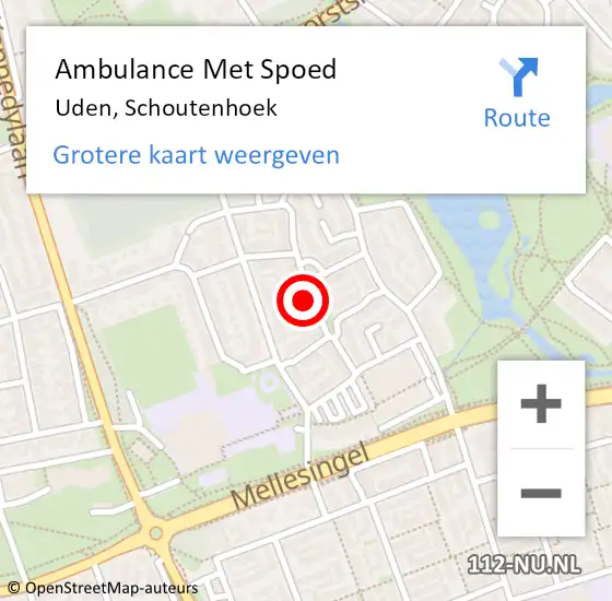 Locatie op kaart van de 112 melding: Ambulance Met Spoed Naar Uden, Schoutenhoek op 5 april 2020 16:49