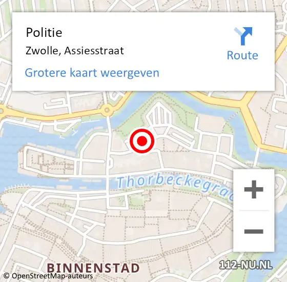 Locatie op kaart van de 112 melding: Politie Zwolle, Assiesstraat op 5 april 2020 16:52