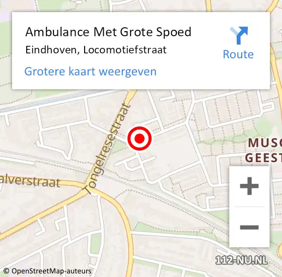 Locatie op kaart van de 112 melding: Ambulance Met Grote Spoed Naar Eindhoven, Locomotiefstraat op 5 april 2020 16:56