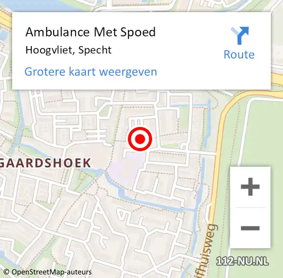 Locatie op kaart van de 112 melding: Ambulance Met Spoed Naar Hoogvliet, Specht op 5 april 2020 17:25