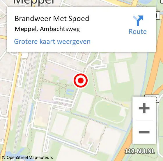 Locatie op kaart van de 112 melding: Brandweer Met Spoed Naar Meppel, Ambachtsweg op 5 april 2020 17:28