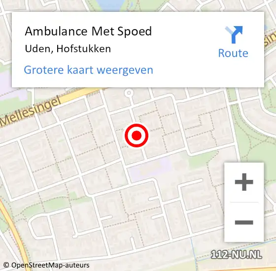 Locatie op kaart van de 112 melding: Ambulance Met Spoed Naar Uden, Hofstukken op 5 april 2020 17:32