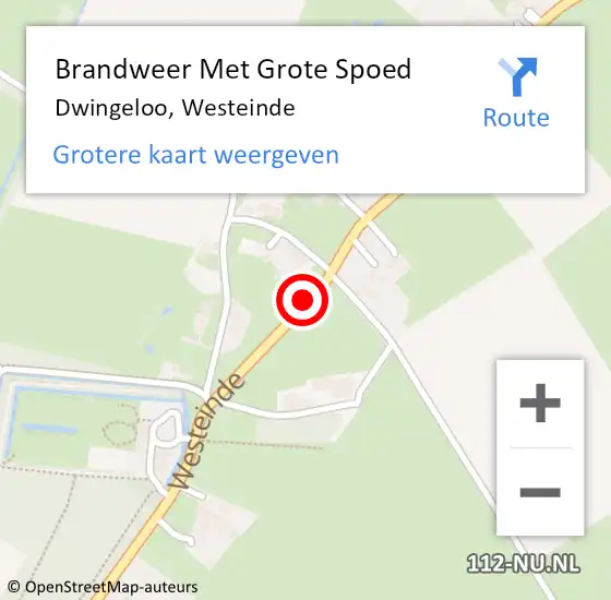 Locatie op kaart van de 112 melding: Brandweer Met Grote Spoed Naar Dwingeloo, Westeinde op 5 april 2020 17:37