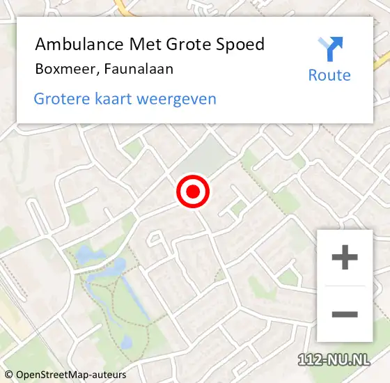 Locatie op kaart van de 112 melding: Ambulance Met Grote Spoed Naar Boxmeer, Faunalaan op 5 april 2020 18:33