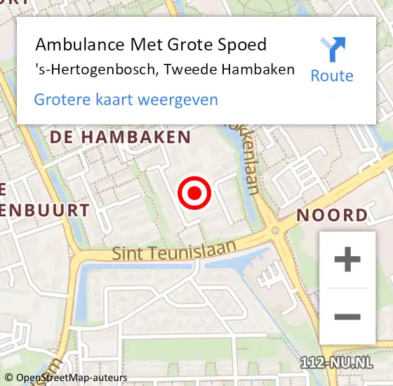 Locatie op kaart van de 112 melding: Ambulance Met Grote Spoed Naar 's-Hertogenbosch, Tweede Hambaken op 5 april 2020 19:38