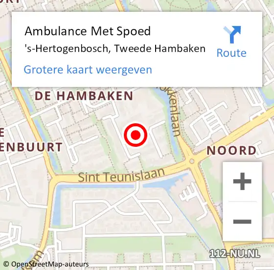 Locatie op kaart van de 112 melding: Ambulance Met Spoed Naar 's-Hertogenbosch, Tweede Hambaken op 5 april 2020 19:51