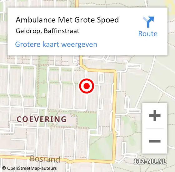 Locatie op kaart van de 112 melding: Ambulance Met Grote Spoed Naar Geldrop, Baffinstraat op 5 april 2020 20:10