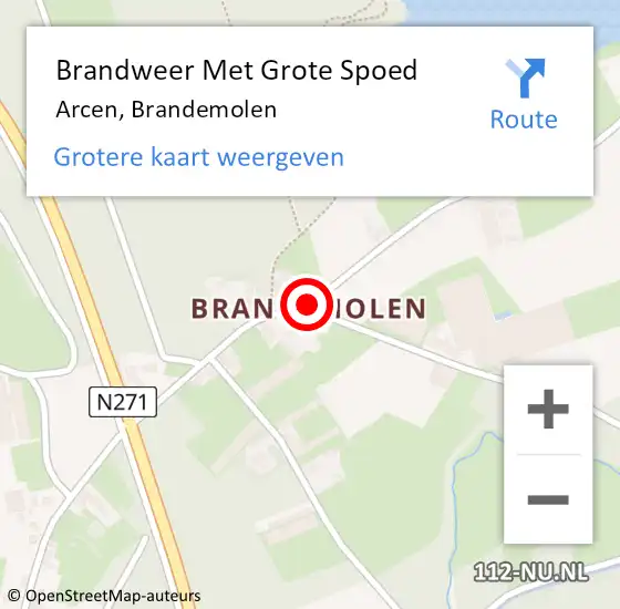 Locatie op kaart van de 112 melding: Brandweer Met Grote Spoed Naar Arcen, Brandemolen op 5 april 2020 20:16