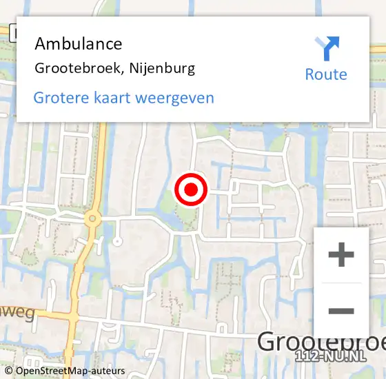 Locatie op kaart van de 112 melding: Ambulance Grootebroek, Nijenburg op 5 april 2020 21:20