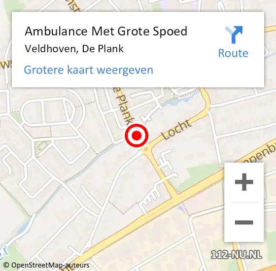 Locatie op kaart van de 112 melding: Ambulance Met Grote Spoed Naar Veldhoven, De Plank op 5 april 2020 22:12