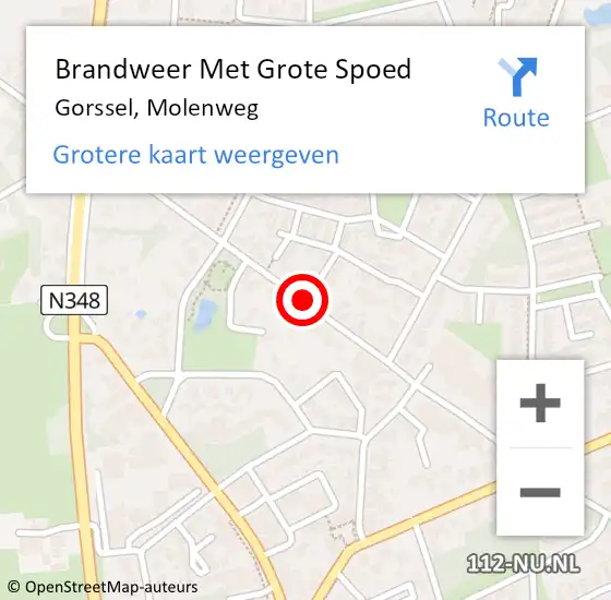 Locatie op kaart van de 112 melding: Brandweer Met Grote Spoed Naar Gorssel, Molenweg op 5 april 2020 22:54