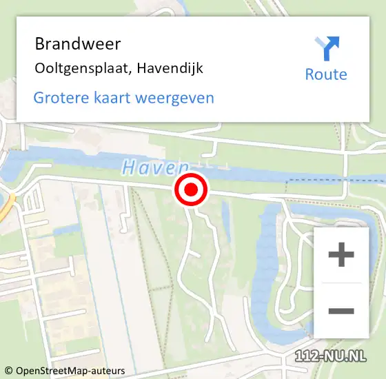 Locatie op kaart van de 112 melding: Brandweer Ooltgensplaat, Havendijk op 5 april 2020 23:09