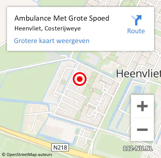 Locatie op kaart van de 112 melding: Ambulance Met Grote Spoed Naar Heenvliet, Costerijweye op 5 april 2020 23:14